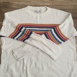 American Eagle Outfitters Cream Sweater with Multicolor Stripes